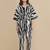 Black stripe printed cotton kaftan co-ord set for women