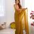 Gold color nc chiffon checks woven saree with cut dana lace border