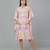 Peach checks printed cotton casual kaftan dress for women