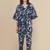 Blue floral printed cotton kaftan co-ord set for women