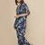 Blue floral printed cotton kaftan co-ord set for women