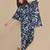 Blue floral printed cotton kaftan co-ord set for women