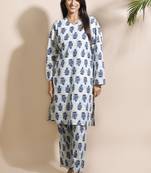 Cream everyday wear cotton co-ord set for women