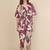 Wine floral printed cotton kaftan co-ord set for women