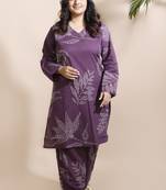 Purple everyday wear cotton co-ord set for women