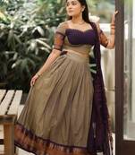 kanci cotton blend half saree – traditional zari weaving langa voni set for south indian style