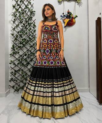 Multicolor Gamthi Work Lehenga Kurti Set 1