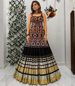 Multicolor Gamthi Work Lehenga Kurti Set