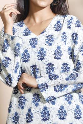 Cream everyday wear cotton co-ord set for women 4