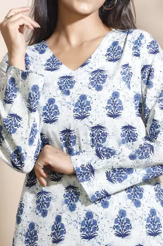 Cream everyday wear cotton co-ord set for women