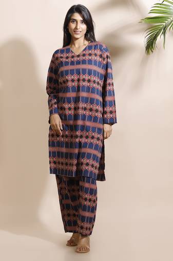 Blue everyday wear cotton co-ord set for women