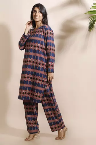 Blue everyday wear cotton co-ord set for women