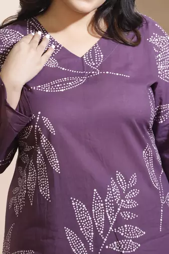 Purple everyday wear cotton co-ord set for women
