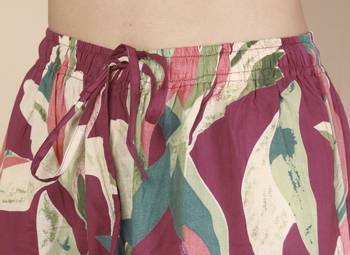 Wine floral printed cotton kaftan co-ord set for women 5
