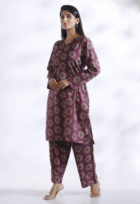 Wine everyday wear cotton co-ord set for women 2