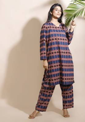 Blue everyday wear cotton co-ord set for women 3