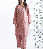 Pink everyday wear cotton co-ord set for women