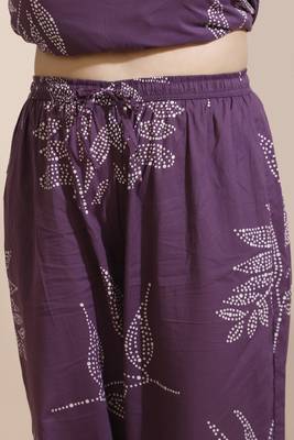Purple everyday wear cotton co-ord set for women 5