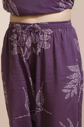 Purple everyday wear cotton co-ord set for women