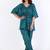 Green polka dot printed cotton kaftan co-ord set for women