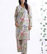 Cream everyday wear cotton co-ord set for women
