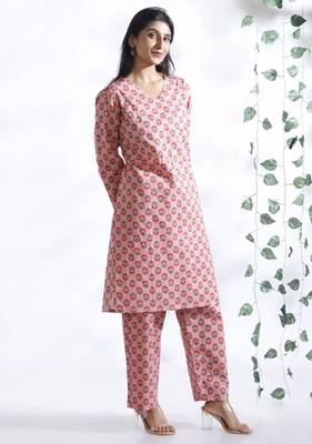 Pink everyday wear cotton co-ord set for women 2