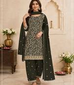 Green embroidered georgette salwar suit with dupatta