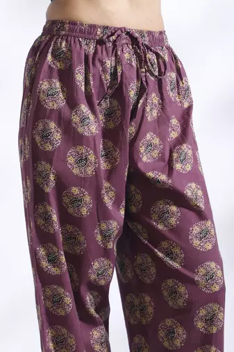 Wine everyday wear cotton co-ord set for women