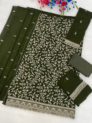 Green embroidered georgette salwar suit with dupatta 2