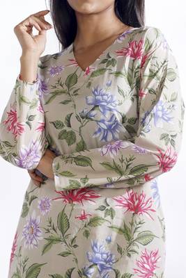 Cream everyday wear cotton co-ord set for women 4