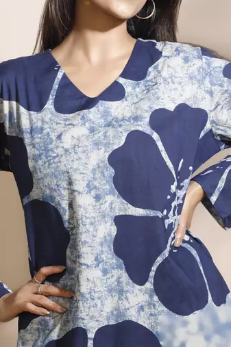 Blue everyday wear cotton co-ord set for women