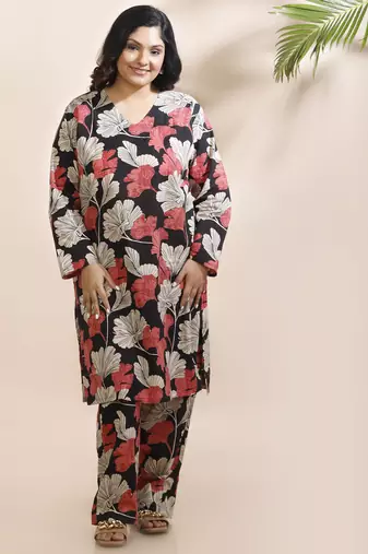 Black everyday wear cotton co-ord set for women