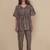 Aqua-blue stripe printed cotton kaftan co-ord set for women