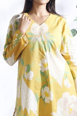 Yellow everyday wear cotton co-ord set for women 4