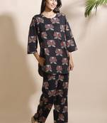 Black everyday wear cotton co-ord set for women