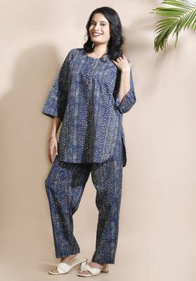 Blue everyday wear cotton co-ord set for women 1
