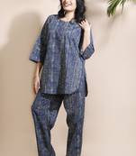 Blue everyday wear cotton co-ord set for women