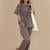 Aqua-blue stripe printed cotton kaftan co-ord set for women