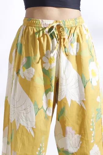 Yellow everyday wear cotton co-ord set for women