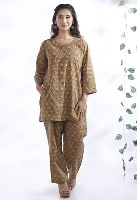 Yellow everyday wear cotton co-ord set for women 1