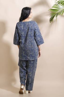 Blue everyday wear cotton co-ord set for women 2