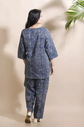 Blue everyday wear cotton co-ord set for women