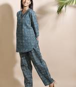 Green everyday wear cotton co-ord set for women