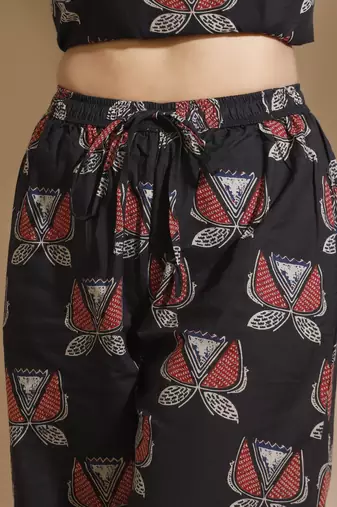 Black everyday wear cotton co-ord set for women