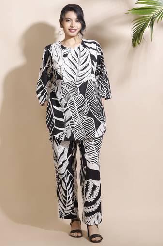 Black everyday wear cotton co-ord set for women