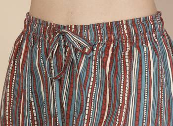 Aqua-blue stripe printed cotton kaftan co-ord set for women 5