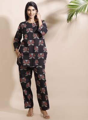 Black everyday wear cotton co-ord set for women 5
