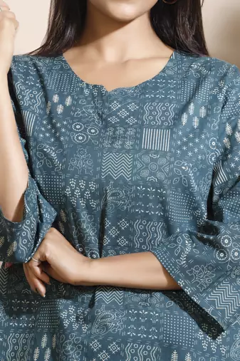 Green everyday wear cotton co-ord set for women