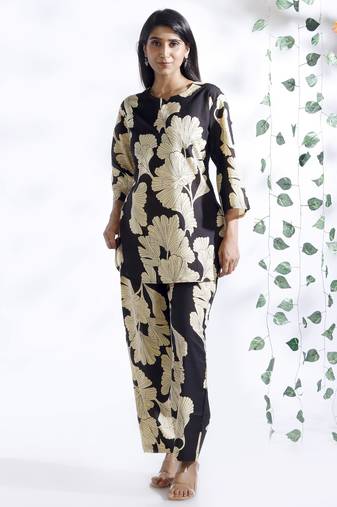 Black everyday wear cotton co-ord set for women