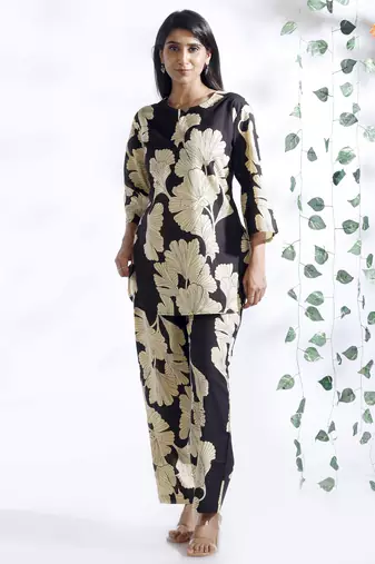 Black everyday wear cotton co-ord set for women